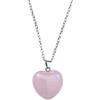 ASTER ALHELÍ - Collana Donna di Pietre Semipreziose a Forma di Cuore - Gioielli Donna Ciondolo Amuleto con Catena in Acciaio Inossidabile - Ideale da Regalare (Quarzo Rosa)