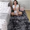 Leesentec Tappeto soggiorno, tappeto camera da letto, adolescente, ragazza, stile moderno, design a pelo lungo, morbido, antiscivolo, grande tappeto per bambini camera da letto (nero/bianco, 80 x 120