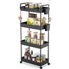 Ronlap Carrello Portaoggetti Sottile, Organizzatore di Stoccaggio Carrello a 4 Livelli, Carrello Portaoggetti su Ruote, con cestino, divisori, Nero, 22x40x86,5 cm