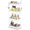 Ronlap Carrello Portaoggetti Sottile, Organizzatore di Stoccaggio Carrello a 4 Livelli, Carrello Portaoggetti su Ruote, con cestino, divisori, Bianco