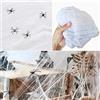 ANTEVIA Matériaux ANTEVIA - Tela di ragno Halloween bianca con 6 ragni neri | Oltre 10 MODELLI | Molto Elastico (Spiderweb)