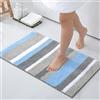 Homaxy Tappetino da bagno antiderapante, morbido e caldo, a righe in morbida microfibra, tappeto da bagno assorbente a pelo lungo, lavabile in lavatrice, 40 x 60 cm, blu/grigio