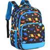 VASCHY Zaino per bambini ragazze ragazzi carino 40,6 cm zaino scuola elementare con cinturino petto fibbia e scomparti multipli, Dinosauro Nero, Taille unique, Casual