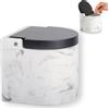 KOOK TIME Porta sale grosso e fino, Barattoli sale per cucina o tavolo in ceramica con coperchio girevole in bambù ecologico, Barattolo sale grosso e fino, Dimensioni 11,7 x 11,5 x 11,3 cm. Marmo