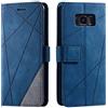 SONWO Cover per Galaxy S8, Flip Caso in PU Pelle Case Cover Portafoglio Custodia per Samsung Galaxy S8, [Kickstand] [Slot per Schede], Blu