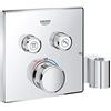 Grohe 29125000 Miscelatore Termostatico a 2 Vie con Supporto Manopola Doccia Integrato, Cromo, Squadrato