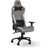 Corsair T3 RUSH Fabric (2023) Sedia da Gioco, Tessuto Esterno Morbido Traspirante, Cuscino Cervicale Regolabile e supporto Lombare in Memory Foam, Grigio/Bianco