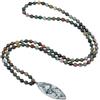 COAI Collana Rosario Mala 108 Perle di Pietre Naturali Agata Indiana Annodate a Mano con Ciondolo Foglia di Agata Muschiata