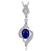 JewelryPalace 4ct Collana Lunga Donna Argento 925 con Creato Zaffiro Blu, Semplice Collana Ciondolo Pietra a Taglio Ovale con Catena 45cm, Collane Pendenti Anniversario Set Gioielli Donna
