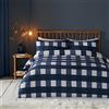 Fusion Snug - Set copripiumino in tessuto a quadretti in tessuto spazzolato, per letto matrimoniale, colore: blu navy