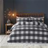 Fusion Snug - Set copripiumino in tessuto a quadretti in tessuto spazzolato, per letto matrimoniale, colore: antracite