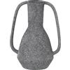DRW Vaso con manici in ceramica in grigio scuro texture sabbia 23 x 16 x 31 cm, base 6,5 cm