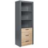 Inter Link Libreria 3 ripiani e 3 cassetti grigio e quercia, 68,6x41,6x190 cm