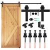 CCJH 6.6FT-200cm Acciaio Binario per Porta Scorrevole Kit, CCJH Porte Scorrevoli Accessori, Con Senza Pugno Guida Porta Scorrevole Pavimento[Piccolo Rullo]