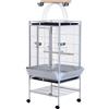PawHut Voliera per Uccelli con Ruote Altezza 161.5cm, Vaschette in Acciaio e Trespoli in Legno, Argento|Aosom