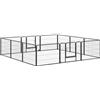 PawHut Recinto per Cani e Animali Domestici con 12 Pannelli Modulabili in Acciaio e 2 Ingressi, 80x1.5x60cm, Nero|Aosom