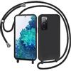 AOMYKE Cover per Samsung Galaxy S20 FE / S20 FE 5G con Cordino, Custodia con Laccio Collana Tracolla Collo Liquido Silicone Antiurto TPU Antiurto AntiGraffio Case - Nero