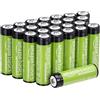 Amazon Basics confezione da 24 batterie AA NiMH ricaricabili, 2000 mAh, 1,2 V, ricaricabili fino a 1000 volte, precaricate