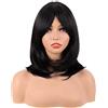 MapofBeauty 18 Pollic Medio Lunghezza Layered Lisci Parrucche (Nero)
