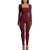 OEAK Tuta intera Donna Aderente Maniche Lunghe Jumpsuit a Cerniera Sexy Tuta donna completa Sportivo per yoga Palestra Ginnastica elegante, Viola, M