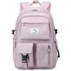 FANDARE Casuale Zaino Scuola College Zaini Ragazza Ragazzi Borsa Scuola per 15.6 Pollice Laptop Casual Daypacks per la Scuola Viaggio Lavoro Impermeabile Poliestere, Viola, L, Cartella