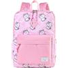 Kasgo Zaino Bambina, Zaino Bambino Zaino Scuola Elementare Leggero Zainetto Asilo Bimba Gatto Zainetti Bambini con Fascia Toracica Impermeabile Zaini Casual per Gita Viaggio, Rosa