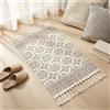Morrowcamp Tappeto Boemico in Cotone Tessuto con Pompon, Lavabile 90x60 cm Stile Rustico Bohemian Vintage Cucina Bagno Camera Da Letto Lavanderia Ingresso, Interno