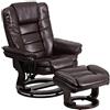 Flash Furniture Bali - Sedia reclinabile in Morbida Pelle con ottomana, Girevole a 360 Gradi, Stile Contemporaneo, Colore: Marrone