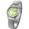 Silverora Orologio da donna analogico al quarzo, con quadrante luminoso digitale, cinturino elastico, 2 colori, H-argento, Bracciale
