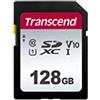 Transcend Scheda di memoria SDXC ad alta velocità da 128 GB (per fotocamere digitali; immagini e video; autoradio) classe 10, UHS-I U3, Video Speed Class V30 per 4K Ultra HD TS128GSDC300S-E2