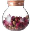 Upstore 1 pz 500 g/17oz Vaso di vetro rotondo trasparente con tappo in sughero in legno scatola ermetica contenitori di stoccaggio per alimenti per caramelle tè biscotto nocciole rompighiaccio fiore secco