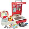 RedCrab Registratore di Cassa per Bambini Con Funzione di Calcolatrice, Scanner e Alimenti, Pieghevole Set di Giocattoli per Bambini 3+ Anni (Rosso)