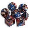 QMAY DND Dadi - Set di Dadi Poliedrici - 7 Pezzi per Dungeon and Dragons MTG RPG D&D D20, D12, D10, D%, D8, D6, D4 (Blu Misto Rosso)