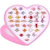 OSDUE Anelli per Bambina, 36 Pezzi Regolabili, Gioielli con Rhinestone per Ragazze, Giochi di Vestire per Favori di Festa di Compleanno with Rosa Box