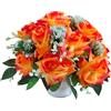 DRW Centro Fiori Artificiali Cimitero, Santi, Chiese, Anniversari, Cerimonie, Matrimoni Rotondo con Rose Arance 37x50 cm