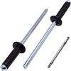 SKIR'CO (80 pezzi) Rivetti ciechi verniciati 4,0 x 12 mm, Rivetti Pop in alluminio, punta per trapano inclusa (Nero intenso RAL 9005)
