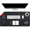 DOBAOJIA Tappetino per Mouse Grande, Mouse Pad XXL, Sottomano da Ufficio, Laptop Tappetino, Tappetino Scrivania, Tappetino Scrittura, Uso Doppio Lato Simipelle PU Impermeabile 90 x 43cm (Nero/Rosso)
