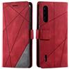 SONWO Cover per Xiaomi Mi A3, Flip Caso in PU Pelle Case Cover Portafoglio Custodia per Xiaomi Mi A3, [Kickstand] [Slot per Schede], Rosso