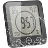 ALLOMN Orologio da Bagno, Doccia Orologio Allarme Impermeabile Toccare Controllo ℃/℉ umidità Temperatura, Timer per il Conto Alla Rovescia, 3 Metodi di Montaggio, Alimentazione a Batteria (Nero)