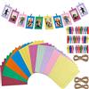Fashion HW Set di 30 cornici per foto in carta da montare con clip in legno e spago di cartone per decorazione della parete della casa (colori multipli)