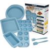 Aschef 7in1 Stampo Torta Silicone Antiaderente Teglia Forno Set per Uso Alimentare Resistente al Calore Stampi in Silicone per Dolci Plumcake Muffin Pane Panettone Pizza Torte Cupcake