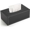 GORESE Porta Fazzoletti, Scatola per Fazzoletti in Pelle Dispenser per Fazzoletti Scatola Decorativa Tissue Box per Casa,Ufficio,Bagno,Auto(Nero 1)