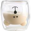 LINCMAN Carino Natale Tazza di Caffè Doppia Parete Tazza di Vetro Perfetto per Latte Macchiato,Americano,Cappuccino Adatto Come Regalo di Compleanno Romantico Creativo(White Bear)