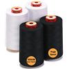 New brothread - 28 Opzioni - 4 Grandi Bobina di 5000M per tutti gli usi Filo da Cucito in Poliestere 40S/2 (Tex27) per Cucito, Quilting, Patchwork, Serger e Overlock - 2 White + 2 Black