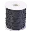 PH PandaHall PandaHall 100 Vergini/rotolo 1,5 mm intrecciato cotone cerato cordino catena gioielli fai da te artigianato macramè facendo perline filo corda con bobina (nero)