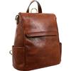 Time Resistance Zaino Borsa Donna in Vera Pelle Made in Italy - Borsa Trasformabile in Zaino da Portare a Spalla o a Zainetto - Zaino Antifurto con Cerniera sul Retro (Cognac)