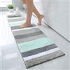 Homaxy Tappetino da bagno antiderapant,tappeto da bagno a righe in morbida microfibra, tappetino da bagno assorbente a pelo lungo, lavabile in lavatrice, 40 x 120 cm, verde/grigio