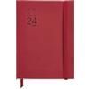 Miquelrius - Agenda annuale 2024, vista settimanale, formato Plus, 155 x 213 mm (simile A5), copertina flessibile similpelle cucita, spagnolo, inglese e portoghese, rosso