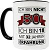 Close Up Tazza per 50° compleanno con scritta in lingua tedesca Ich Bin nicht 50, in ceramica, lavabile in lavastoviglie, 320 ml, colore: bianco