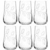Leonardo Boccio 066439 - Set di 6 bicchieri grandi in vetro di cristallo, con incisione floreale, capacità 530 ml, lavabile in lavastoviglie, set da 6 bicchieri da acqua trasparenti